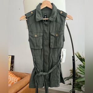 NWT Design Lab Sage Belted Cargo Vest